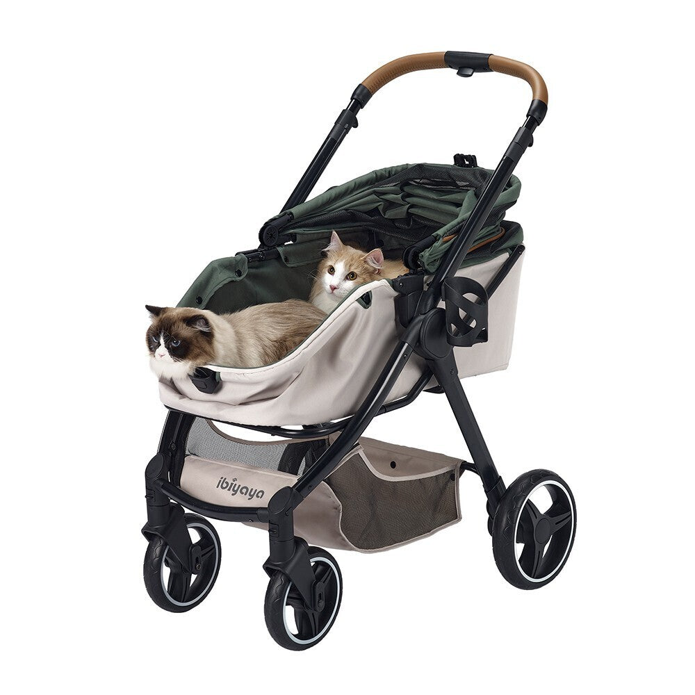 Luxury Dog Stroller Folding Canine Pram for Pets Up to 30kg - Soft Sage 3