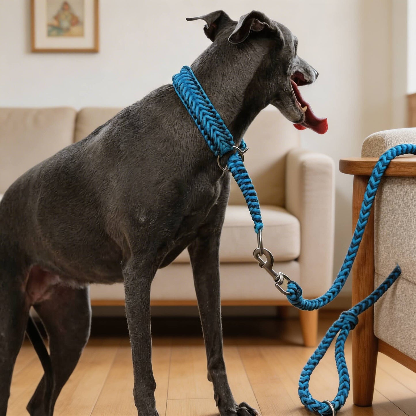 Luminous Dog Collar and Leash Set Large Adjustable Nylon Anti-Pull for Night Safety