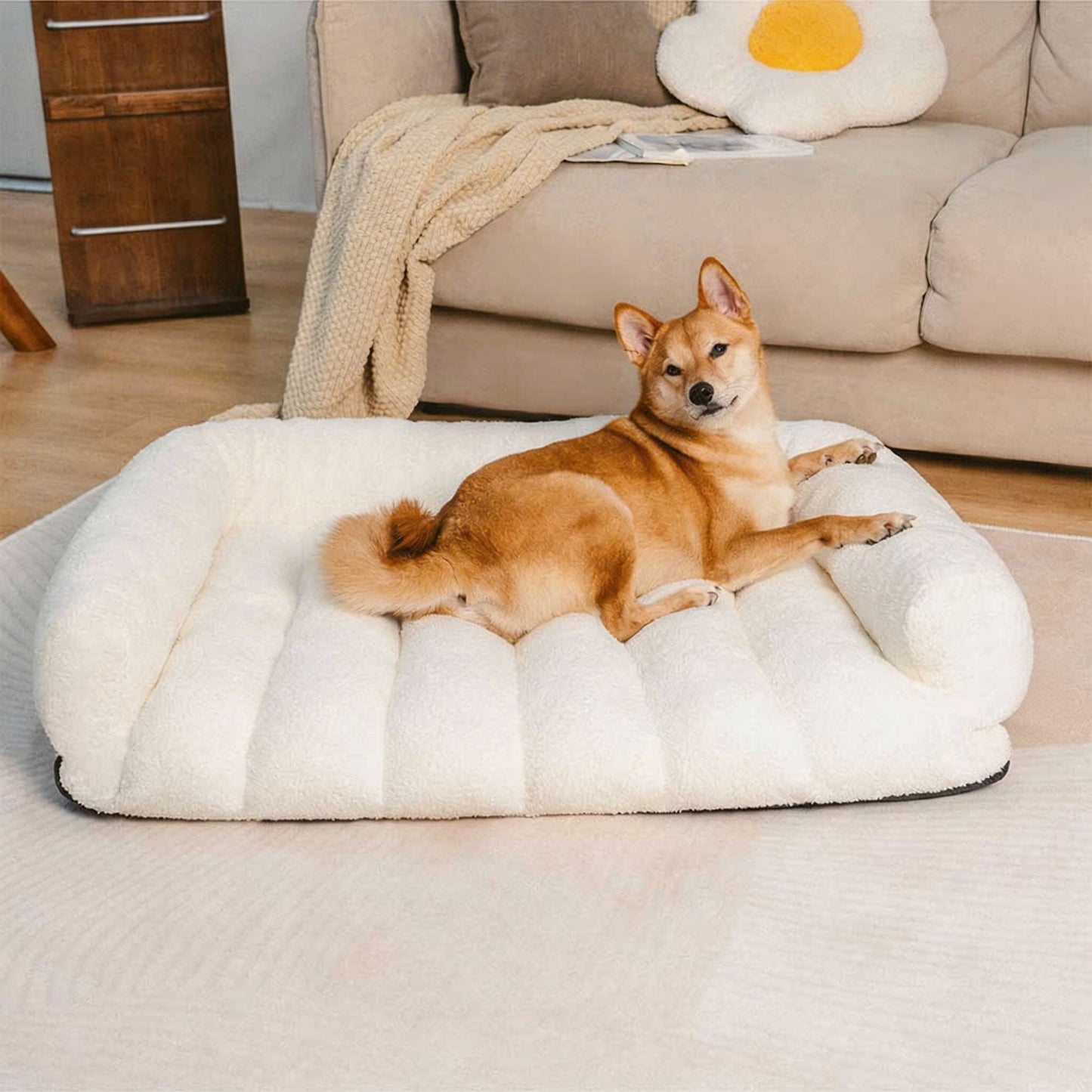 Orthopedic Large Dog Bed with Soft Teddy Fleece and Bolster Support