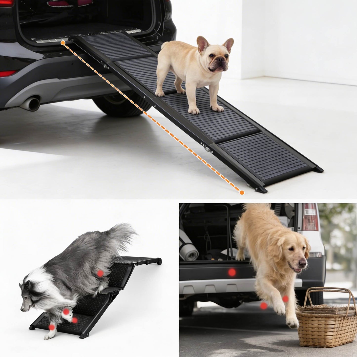 Heavy Duty Foldable Dog Ramp for Car - Portable Pet Access 160cm Anti-Slip