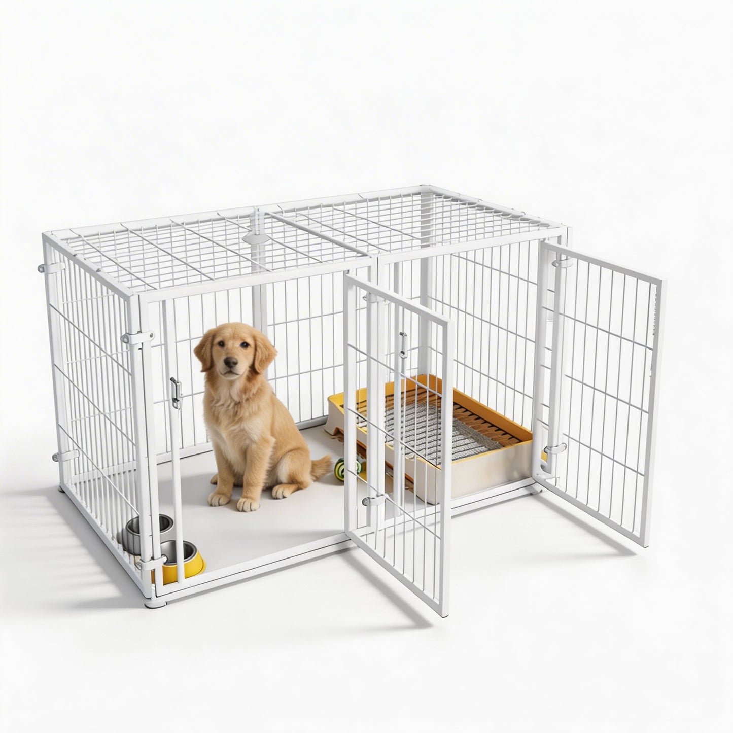 Expandable Modern Dog Fence with Cover Wire Construction for Pet Safety and Toilet Area