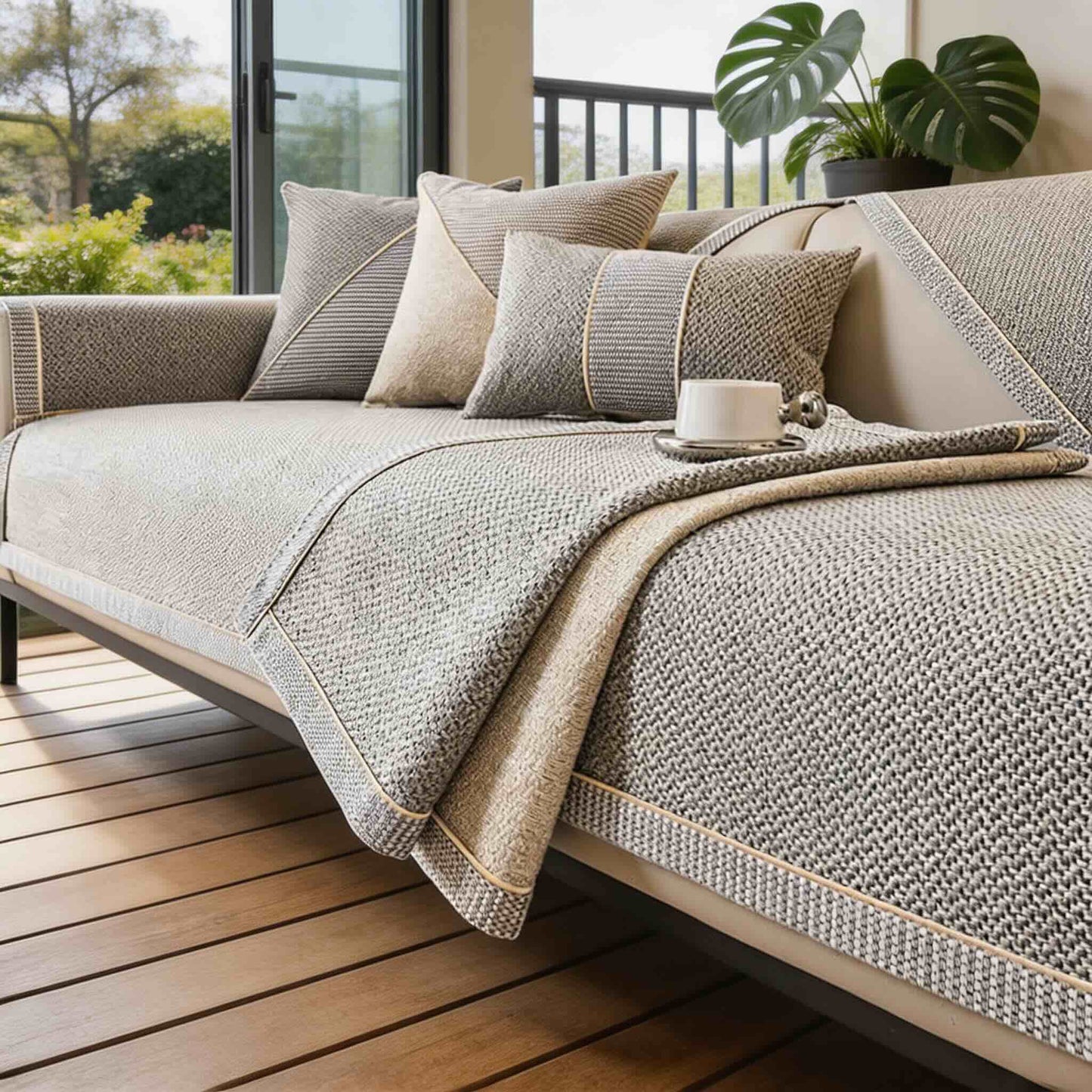 Dog Couch Cover Non-Slip Cotton-Linen Sofa Protector All-Season Soft Texture