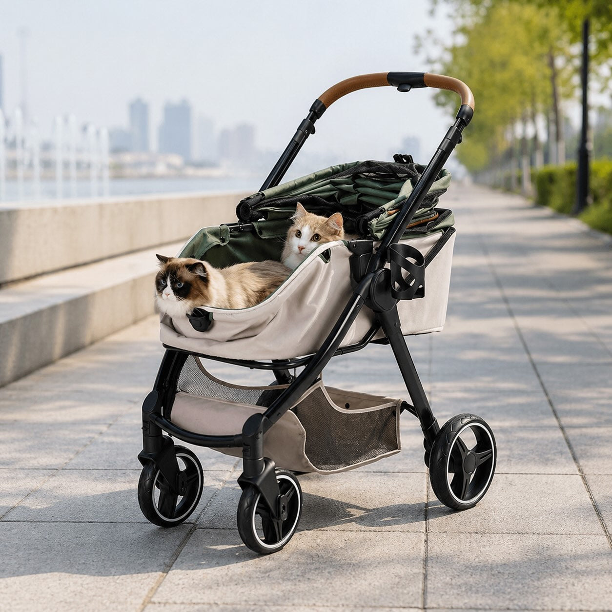 Luxury Dog Stroller Folding Canine Pram for Pets Up to 30kg