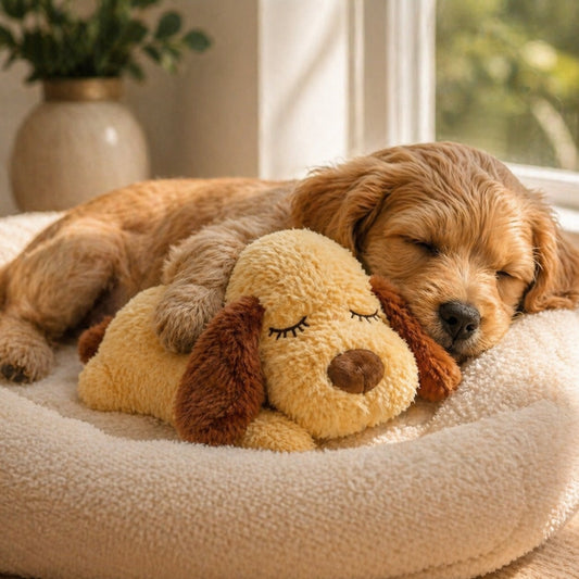 Calming Dog Plush Toy with Heartbeat Simulator & Warming Pack for Anxiety Relief