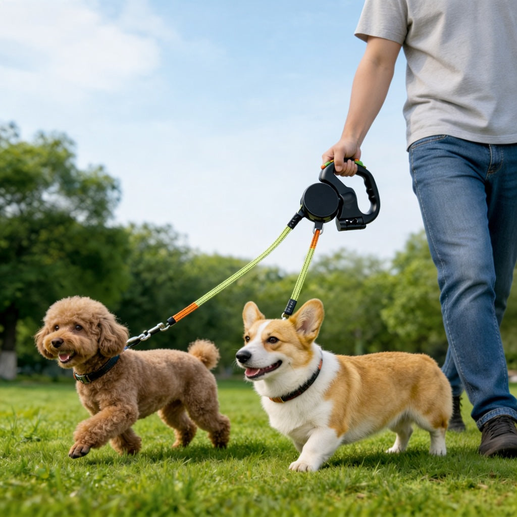 Double Dog Leash 360º Tangle-Free with LED Light