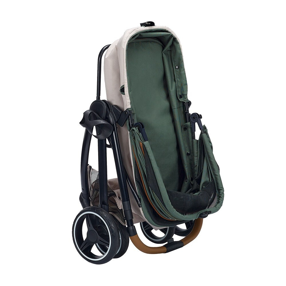 Luxury Dog Stroller Folding Canine Pram for Pets Up to 30kg - Soft Sage 1