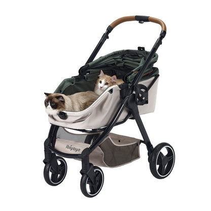 Luxury Dog Stroller Folding Canine Pram for Pets Up to 30kg - Soft Sage 3