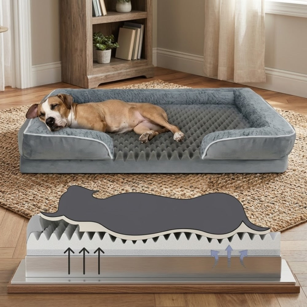 Orthopedic Large Dog Bed Water-Repellent Foam Full Surround Support for Joint Relief
