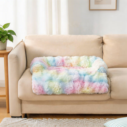 Orthopedic Dog Bed Ultra Soft Plush Calming Pet Mat with Raised Edges