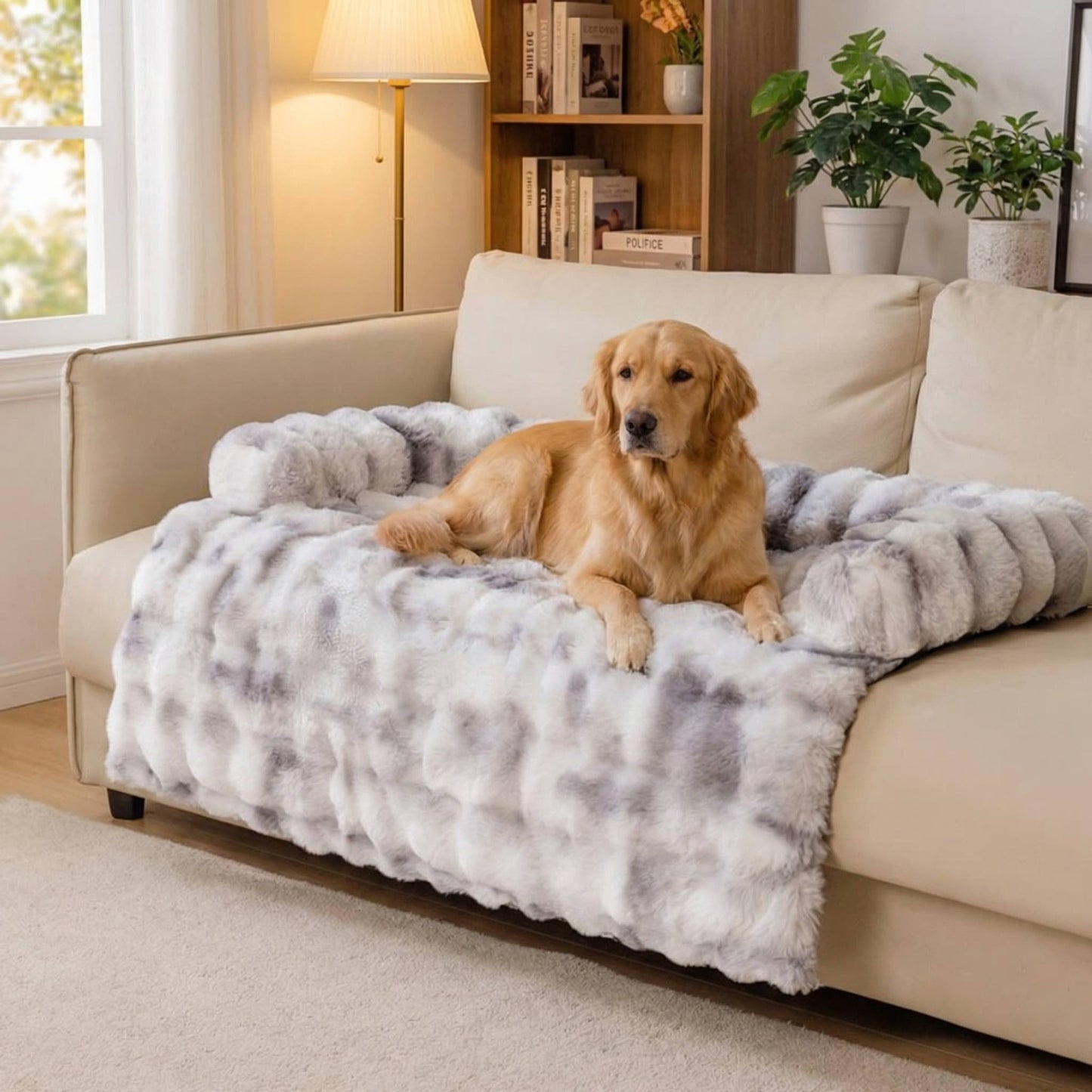 Orthopedic Dog Bed Ultra Soft Plush Calming Pet Mat with Raised Edges