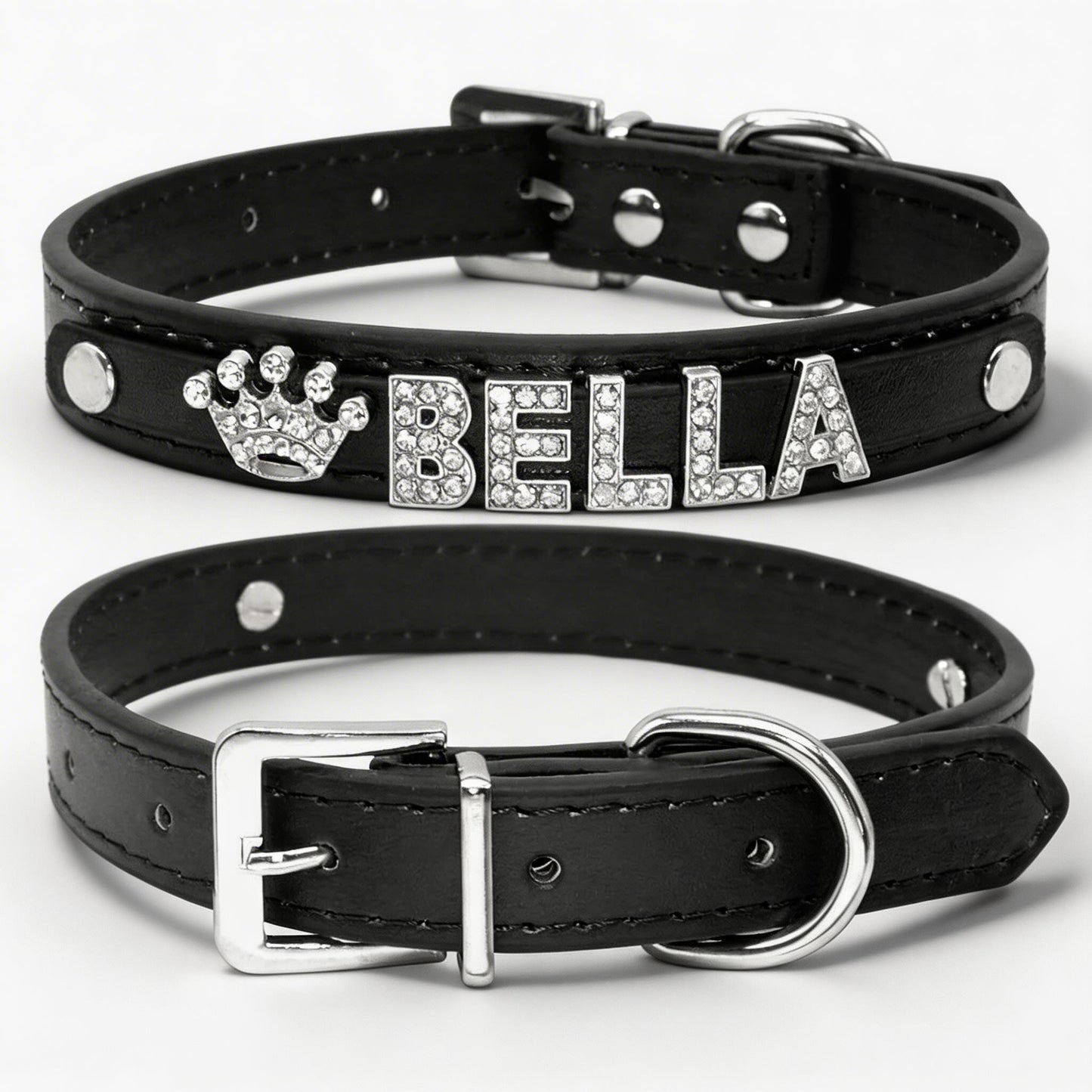 Personalised Bling Rhinestone Dog Collar with Name