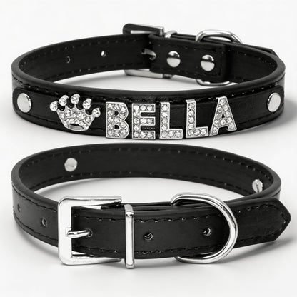 Personalised Bling Rhinestone Dog Collar with Name