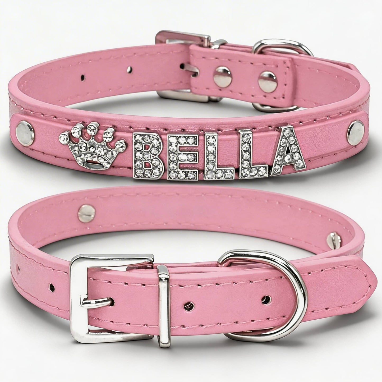 Personalised Bling Rhinestone Dog Collar with Name