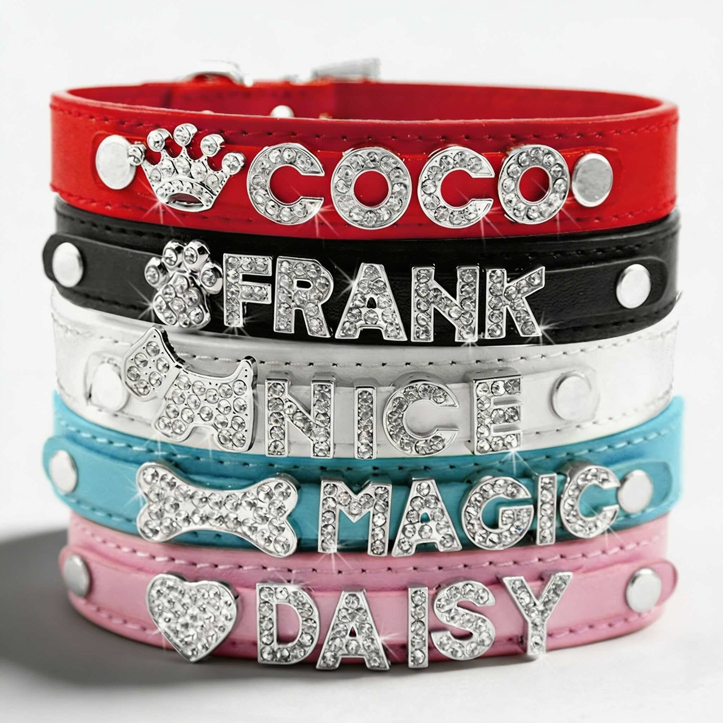 Personalised Bling Rhinestone Dog Collar with Name