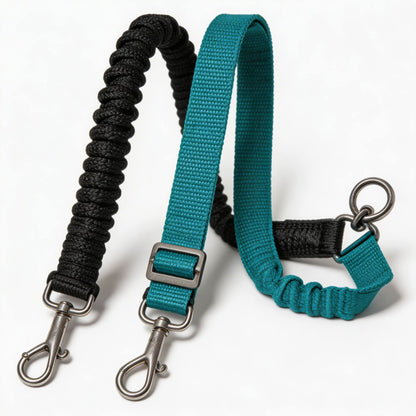 Adjustable Double Dog Leash Coupler Shock Absorbing Bungee