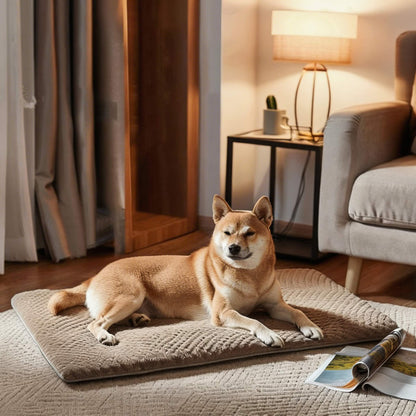 Plush Dog Bed Mat Non-Slip Cozy Pet Bed for All Breeds