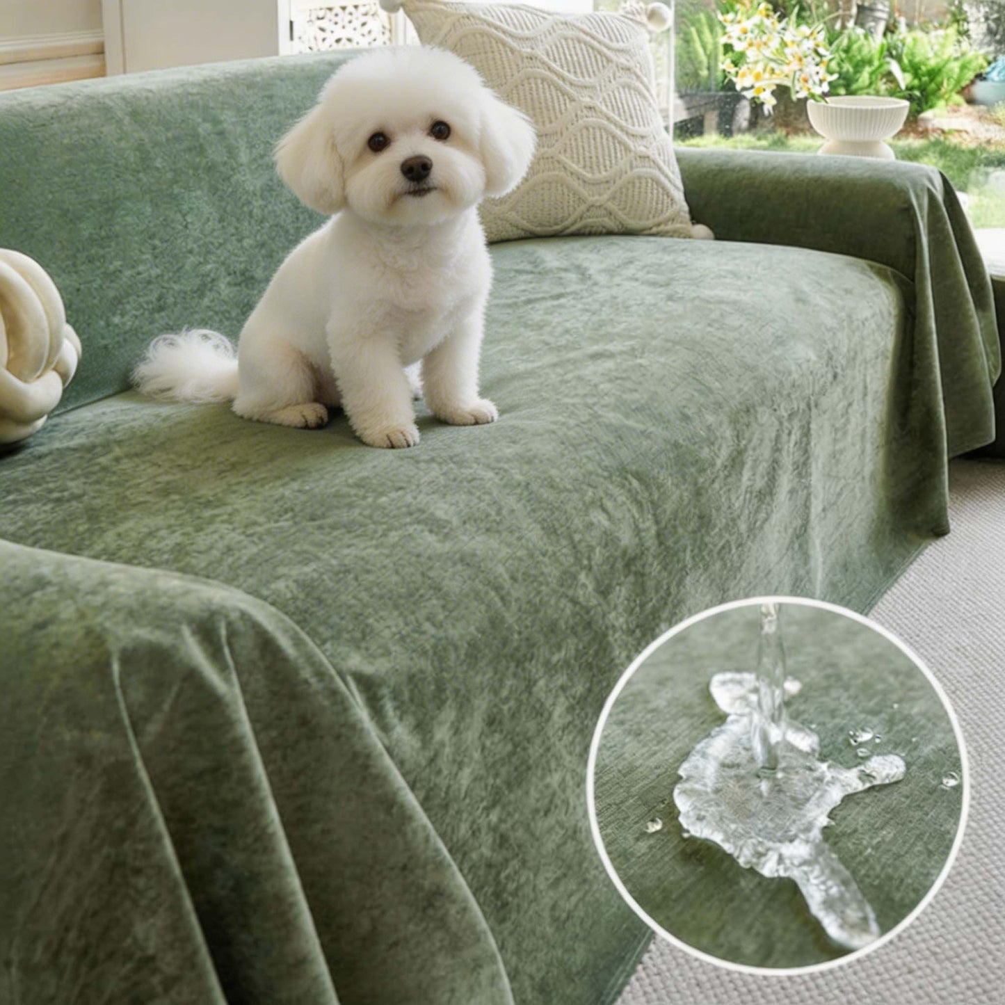 Waterproof Dog Couch Cover Scratch-Resistant Soft Polyester Settee Cover for Dogs