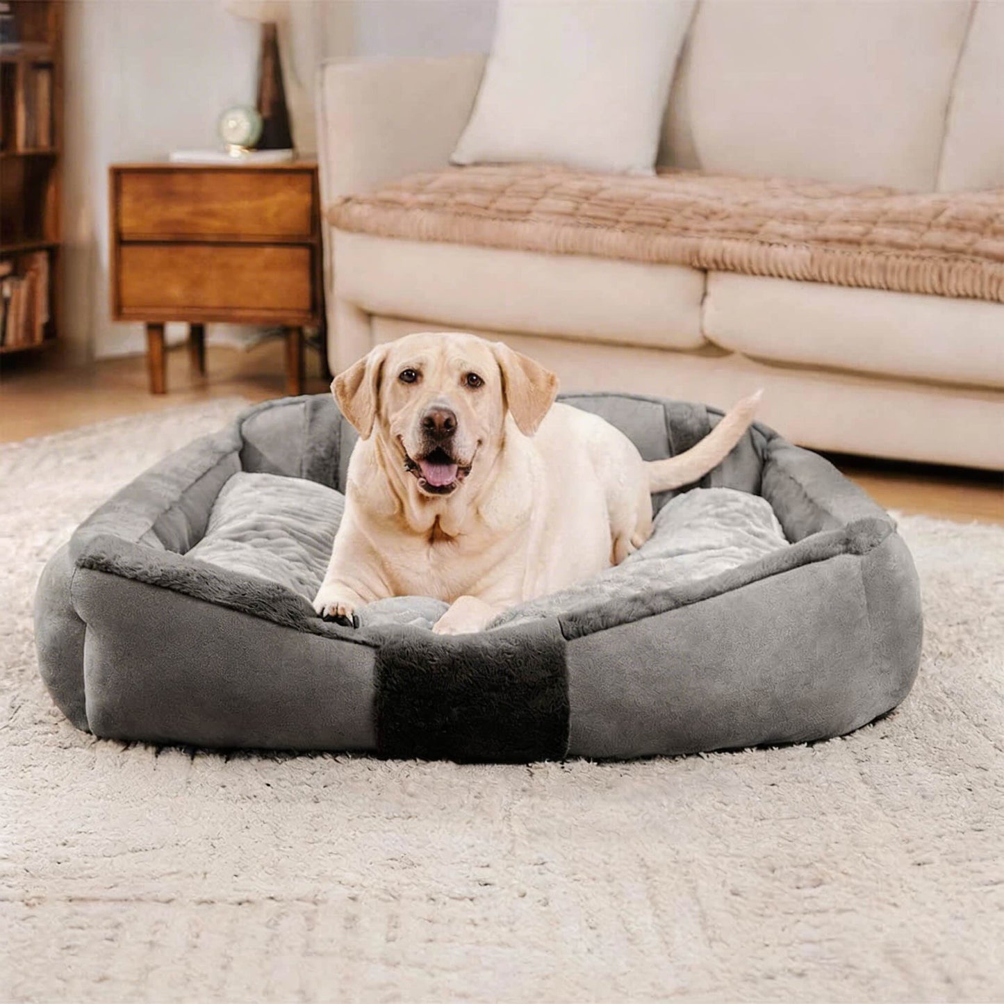 Large Orthopedic Dog Bed with Removable Cushion, Cozy Calming Sofa Design