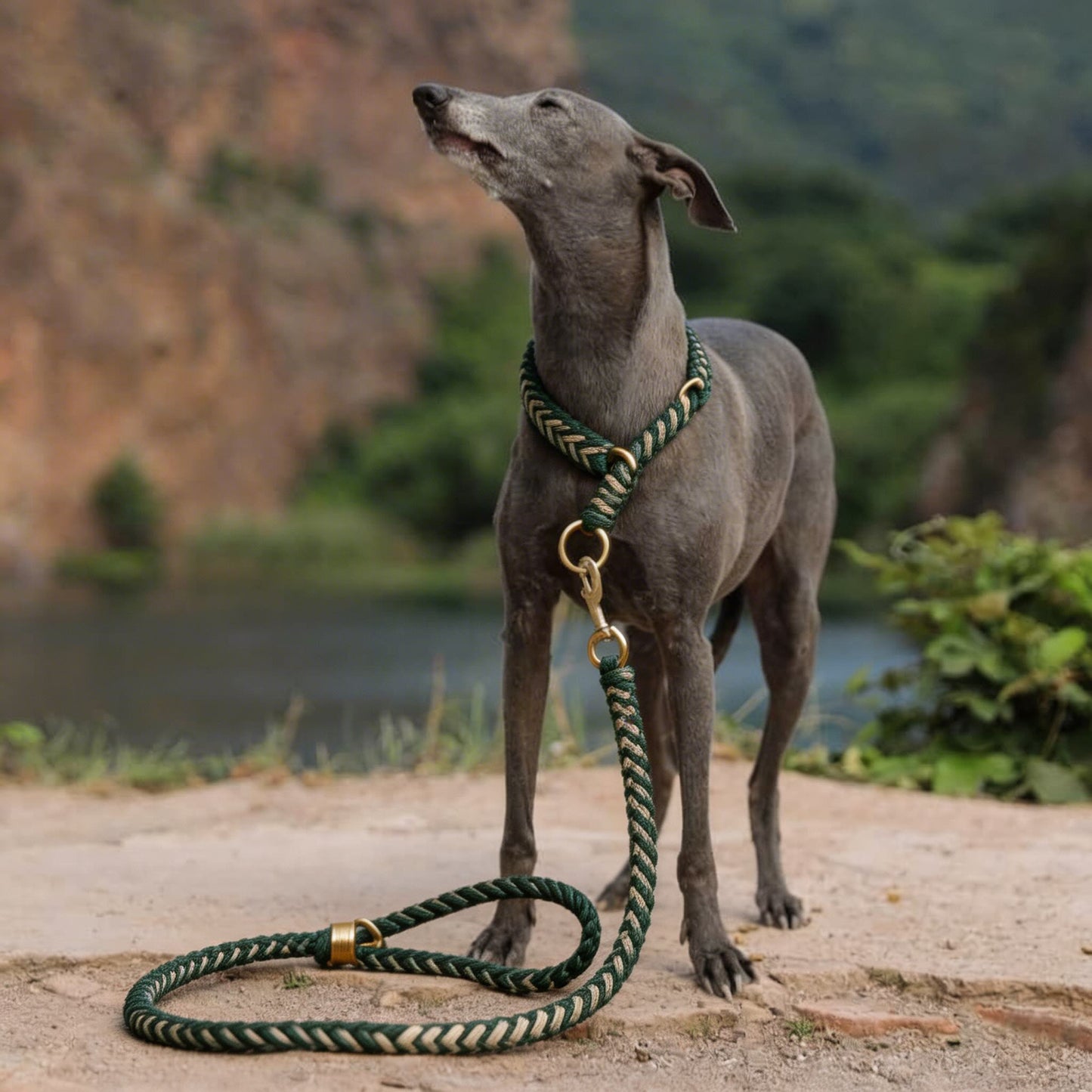 Luminous Dog Collar and Leash Set Large Adjustable Nylon Anti-Pull for Night Safety