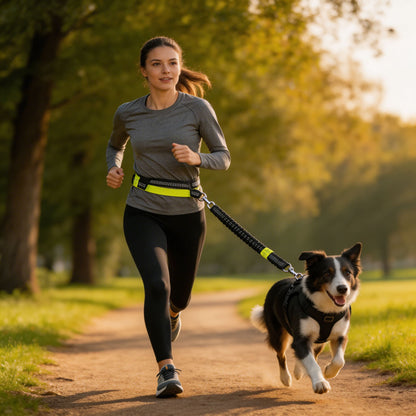 Hands-Free Dog Leash 6ft Dual Bungee Adjustable Waist Belt for Running