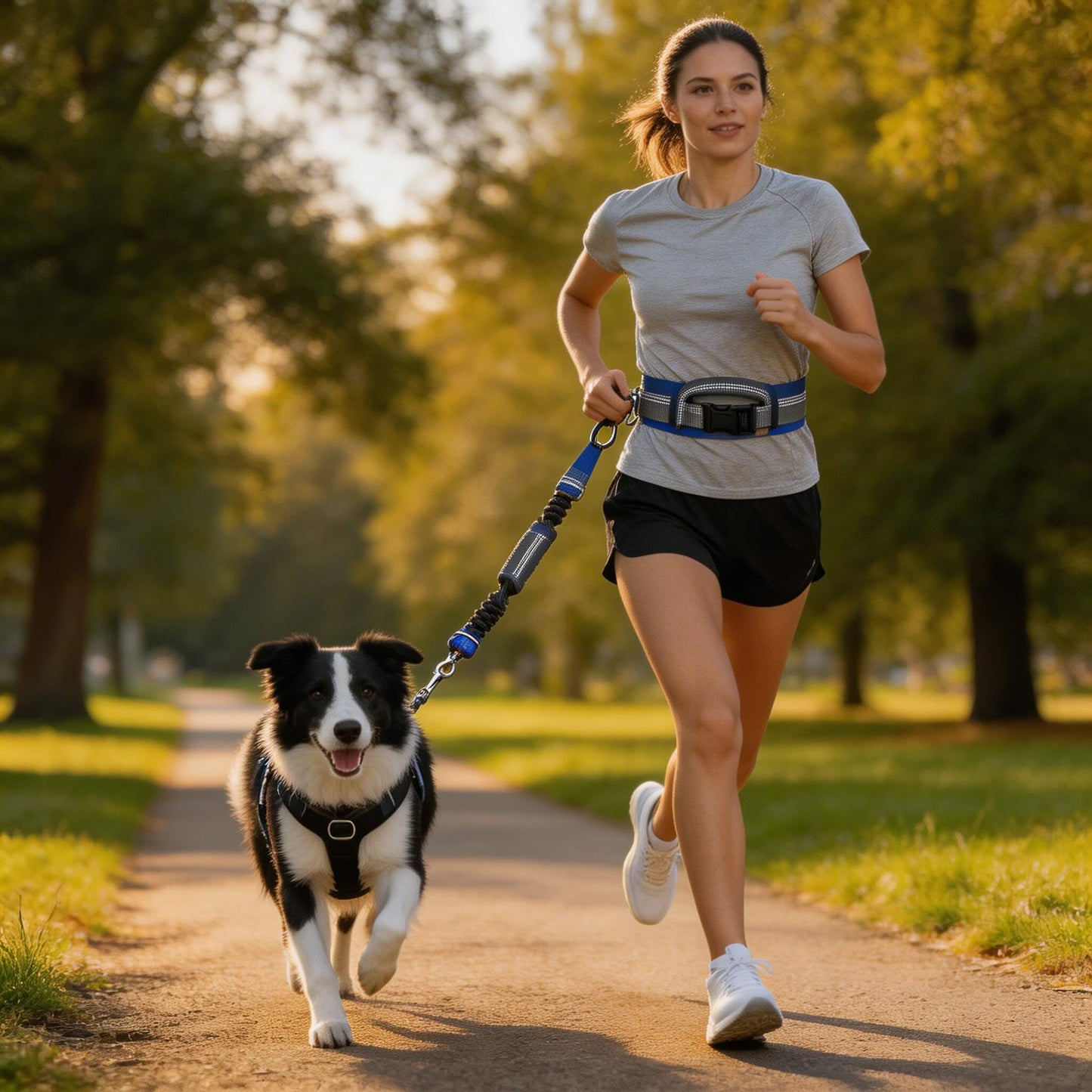Hands-Free Dog Leash 6ft Dual Bungee Adjustable Waist Belt for Running