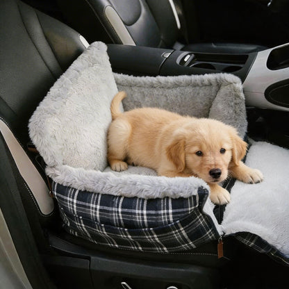 Dog Booster Car Seat Bed with Non-Slip Base for Small to Medium Dogs, Portable Plush Pet Car Seat