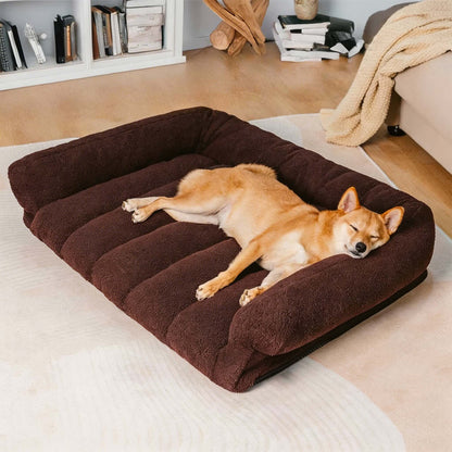 Orthopedic Large Dog Bed with Soft Teddy Fleece and Bolster Support