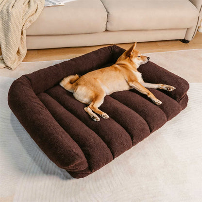 Orthopedic Large Dog Bed with Soft Teddy Fleece and Bolster Support