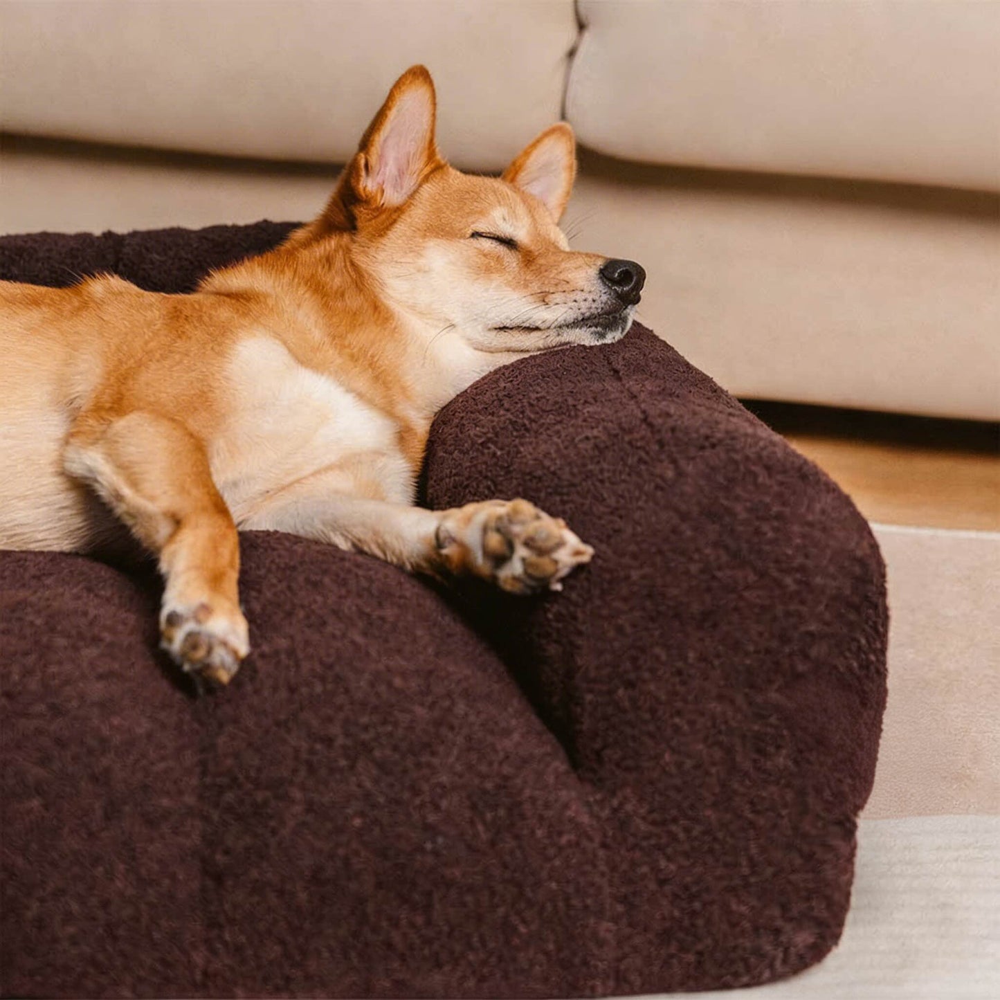 Orthopedic Large Dog Bed with Soft Teddy Fleece and Bolster Support