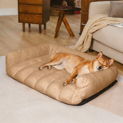 Orthopedic Large Dog Bed with Soft Teddy Fleece and Bolster Support
