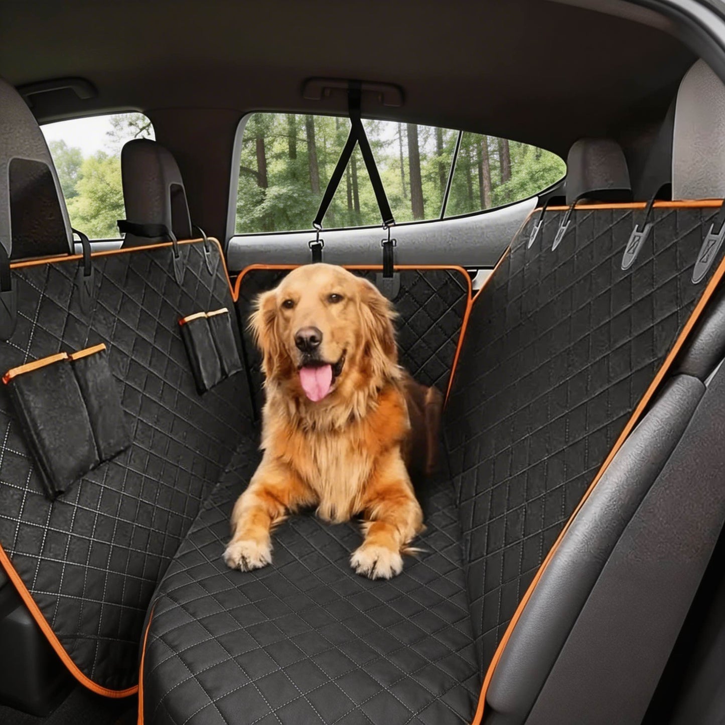 Waterproof Dog Car Hammock Seat Cover, Scratch-Resistant Back Seat Protector