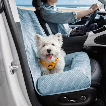 Cooling Dog Car Seat Bed Large Bolster with Adjustable Safety Strap for Travel