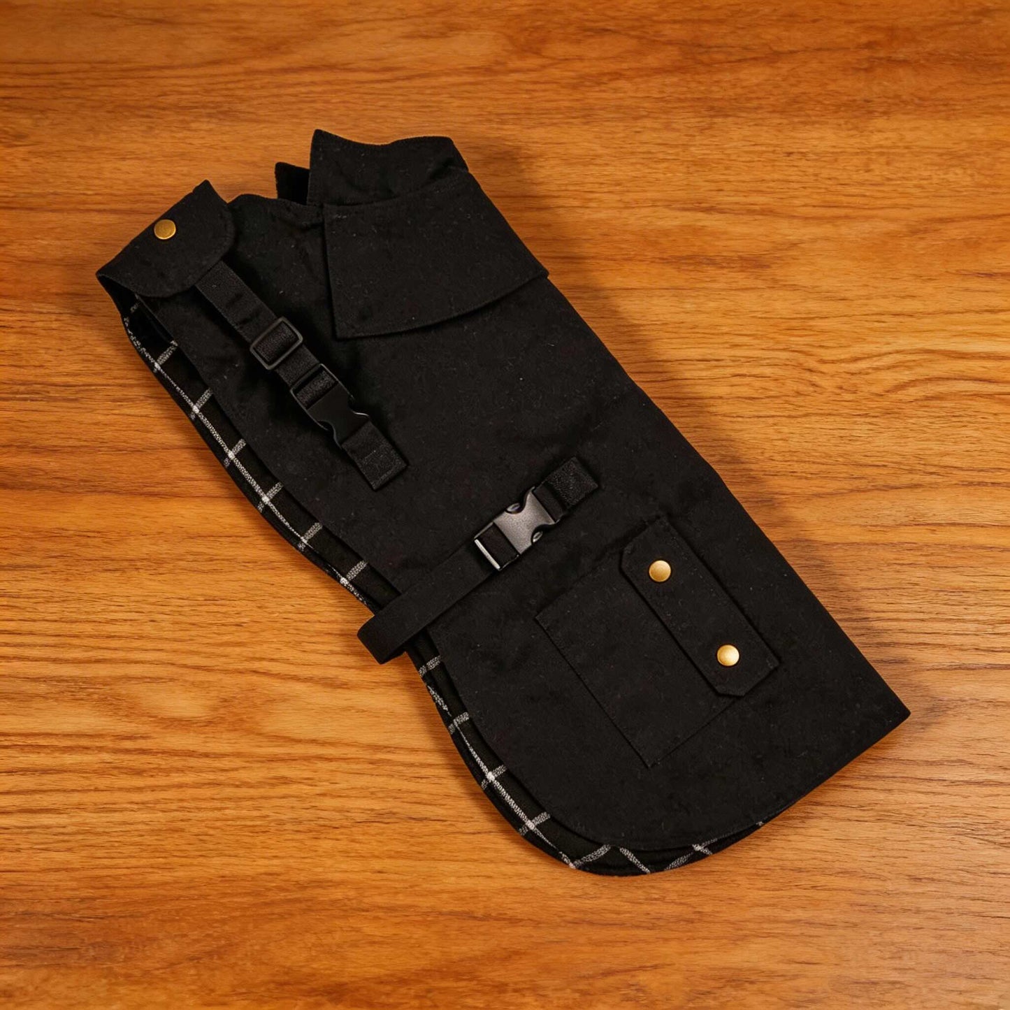 Waterproof Dog Coat with Flanno Lining for All-Weather Protection - Black