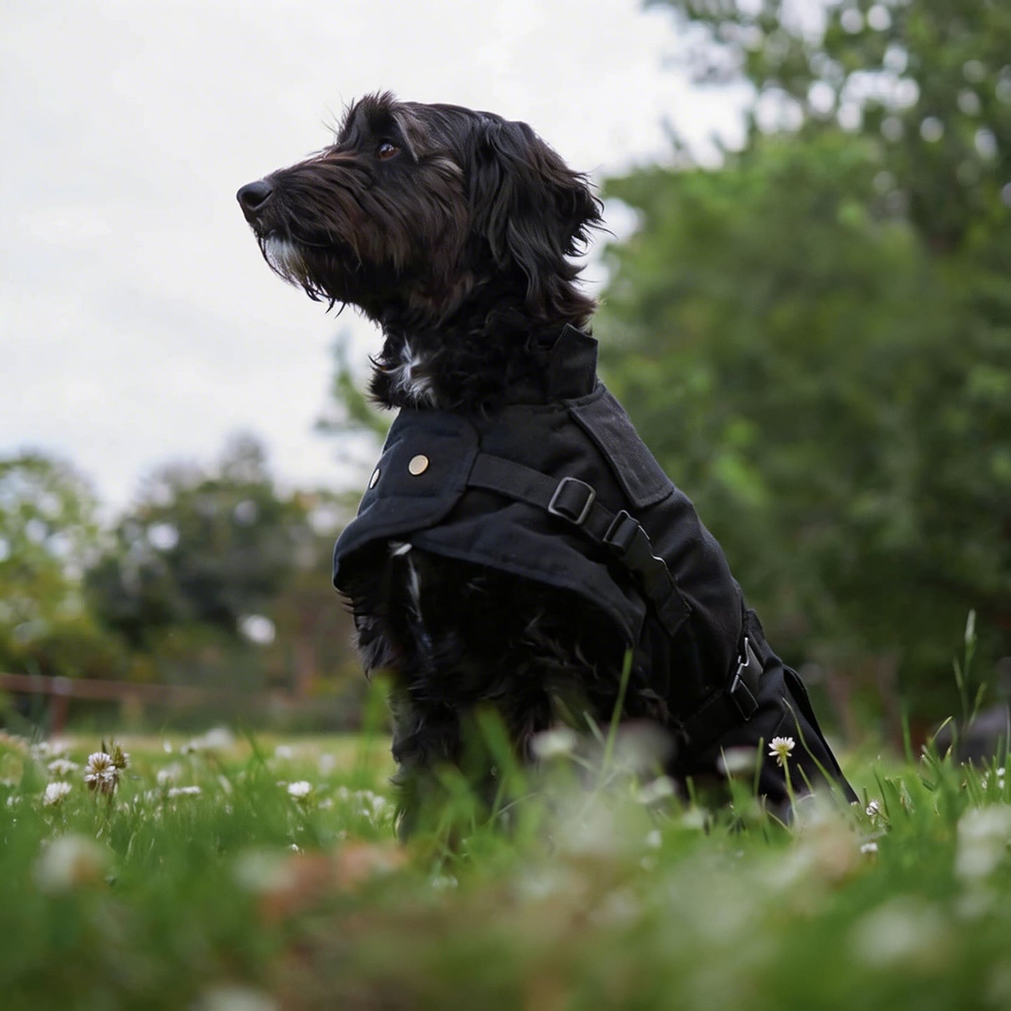 Waterproof Dog Coat with Flanno Lining for All-Weather Protection - Black