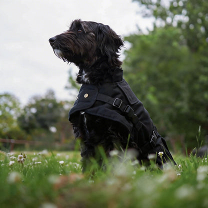 Waterproof Dog Coat with Flanno Lining for All-Weather Protection - Black