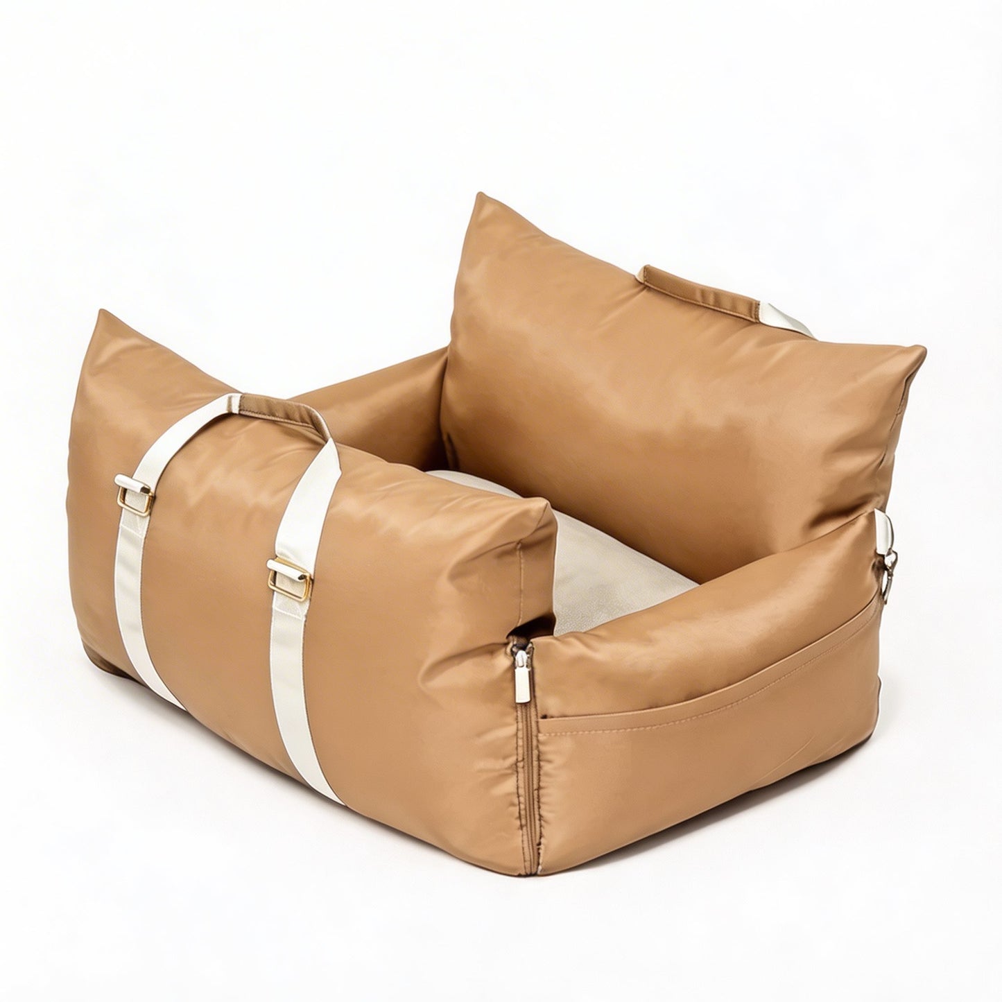 Waterproof Dog Car Seat Bed with Adjustable Safety Leash for Travel