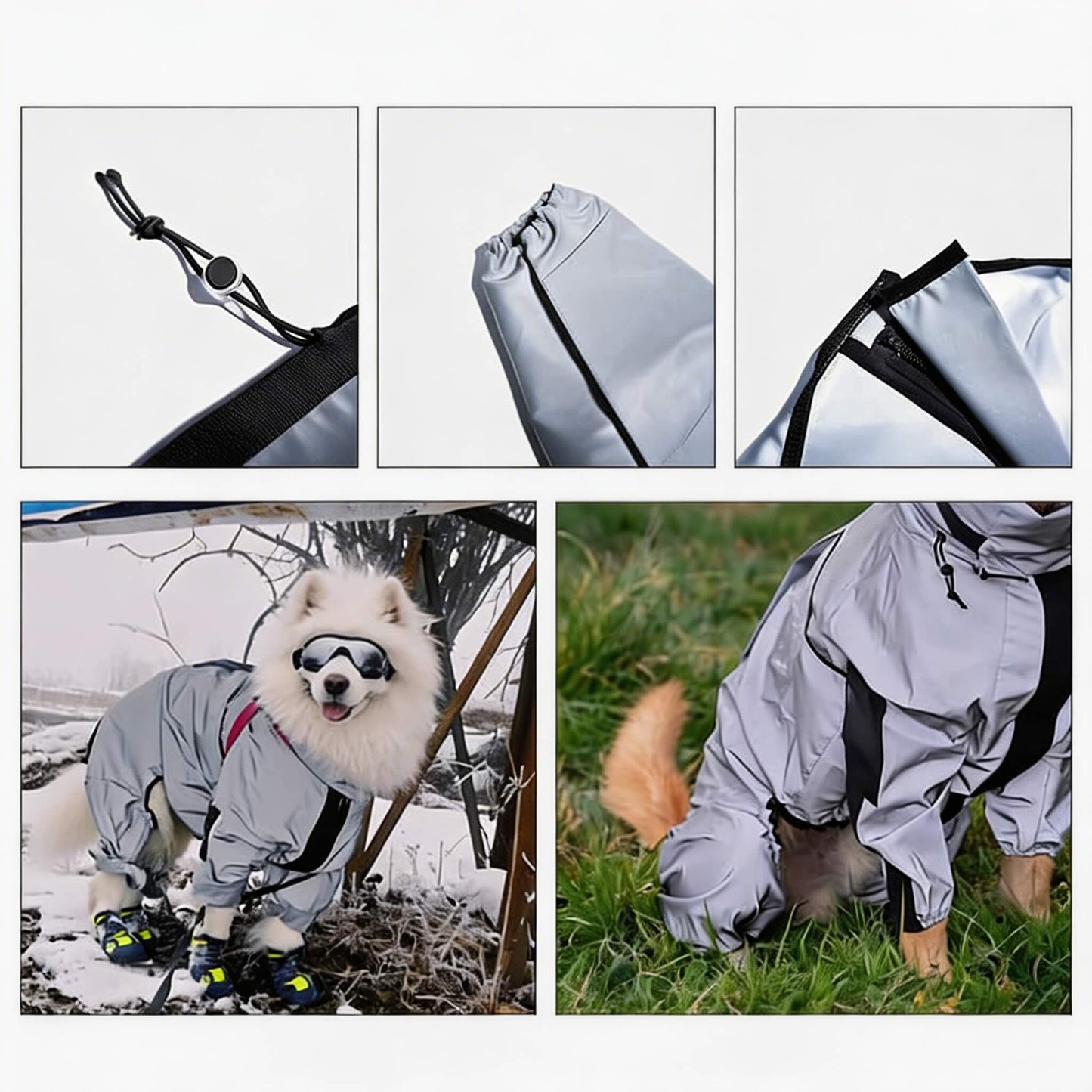 Dog Raincoat Waterproof Reflective Adjustable All-Weather Rain Gear for Dogs