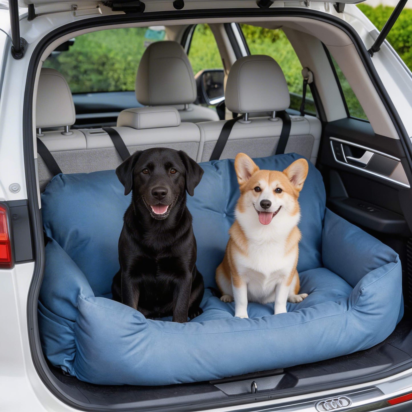 Large Dog Car Seat Bed with Safety Harness and Non-Slip Design