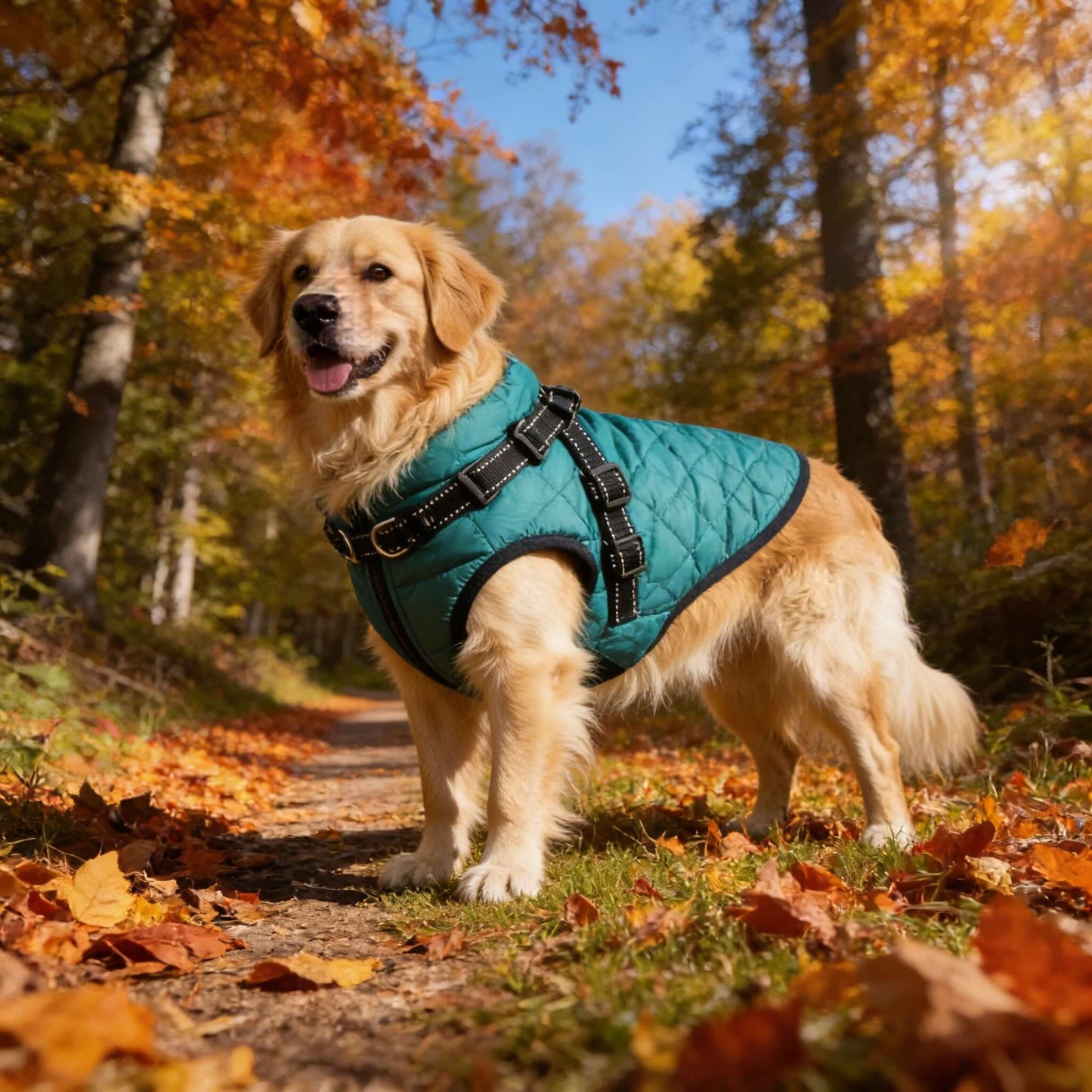 Waterproof Dog Jacket for Winter with Fleece Lining and Built-in Harness, Sizes S-XL