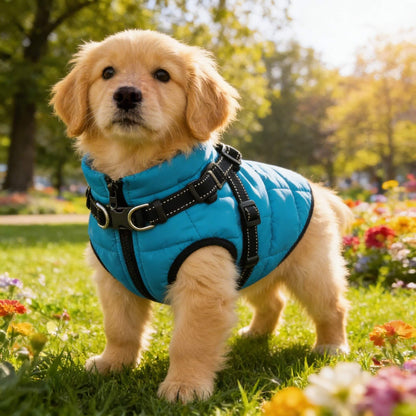 Waterproof Dog Jacket for Winter with Fleece Lining and Built-in Harness, Sizes S-XL