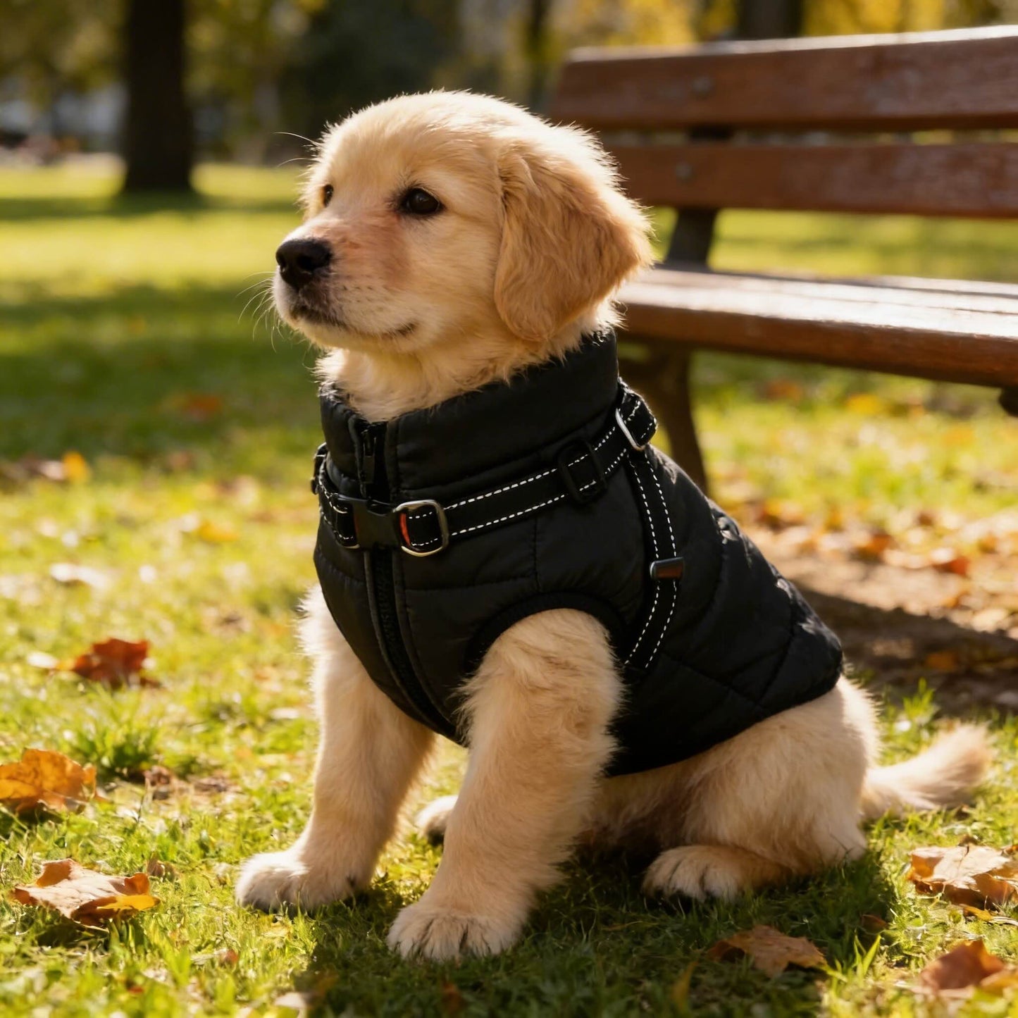 Waterproof Dog Jacket for Winter with Fleece Lining and Built-in Harness, Sizes S-XL