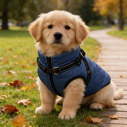 Waterproof Dog Jacket for Winter with Fleece Lining and Built-in Harness, Sizes S-XL