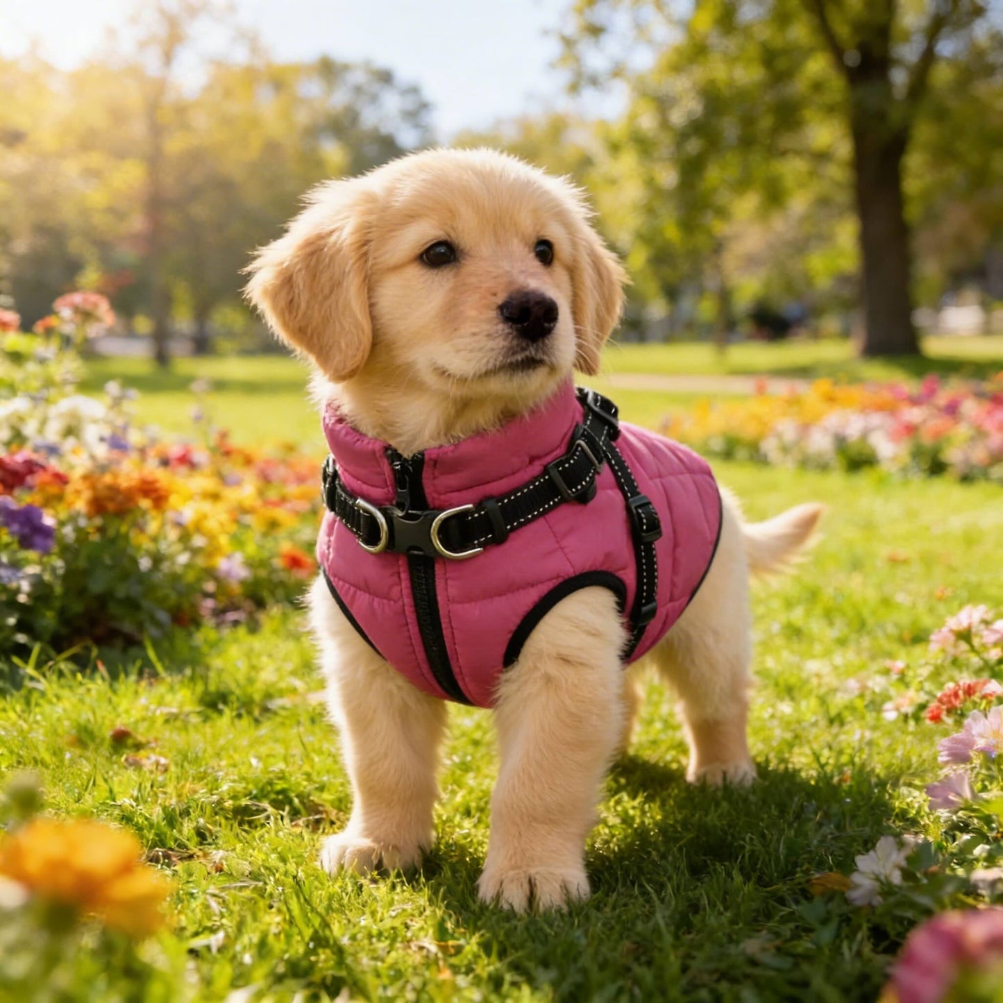 Waterproof Dog Jacket for Winter with Fleece Lining and Built-in Harness, Sizes S-XL