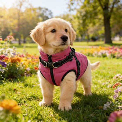Waterproof Dog Jacket for Winter with Fleece Lining and Built-in Harness, Sizes S-XL