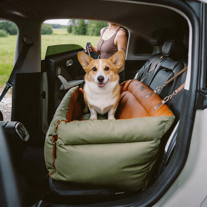 Large Dog Car Seat Booster Bed Waterproof Faux Leather Pet Carrier