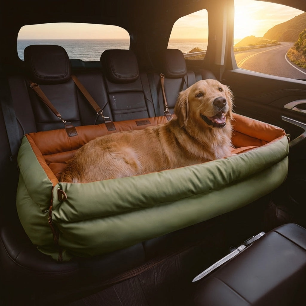 Large Dog Car Seat Booster Bed Waterproof Faux Leather Pet Carrier