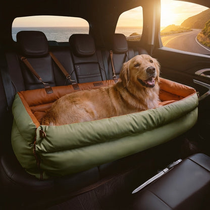 Large Dog Car Seat Booster Bed Waterproof Faux Leather Pet Carrier