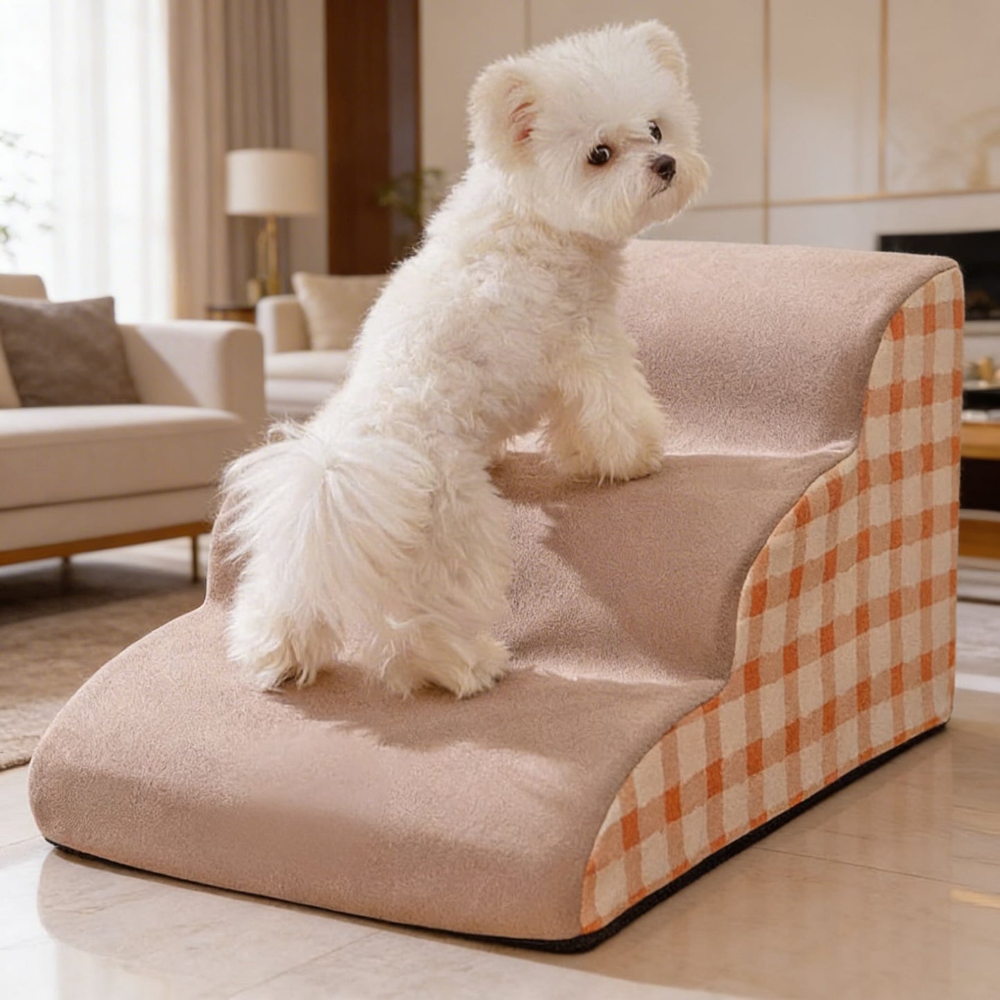 Dog Stairs for Bed - Removable Foam Dog Steps for Small Dogs & Seniors