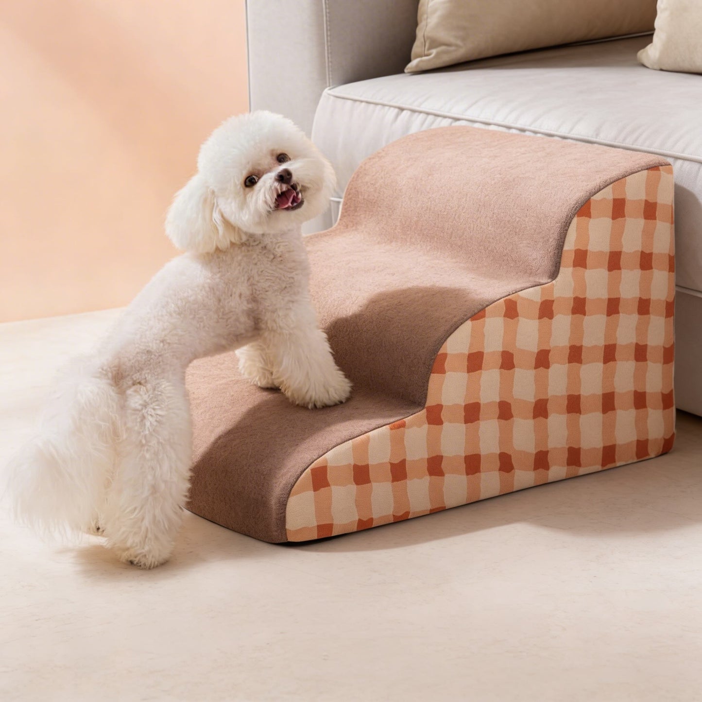 Dog Stairs for Bed - Removable Foam Dog Steps for Small Dogs & Seniors