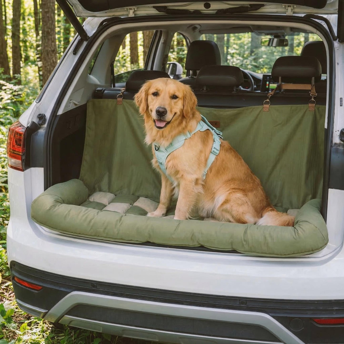 Large Dog Car Seat Bed with Anti-Slip Design & Adjustable Safety Straps